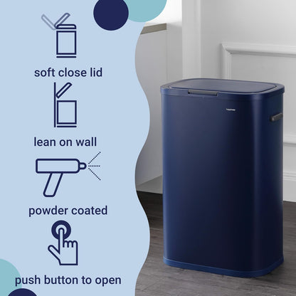Tammi 14.5 Gal Slim Push Button Trash Can, Limestone Beige