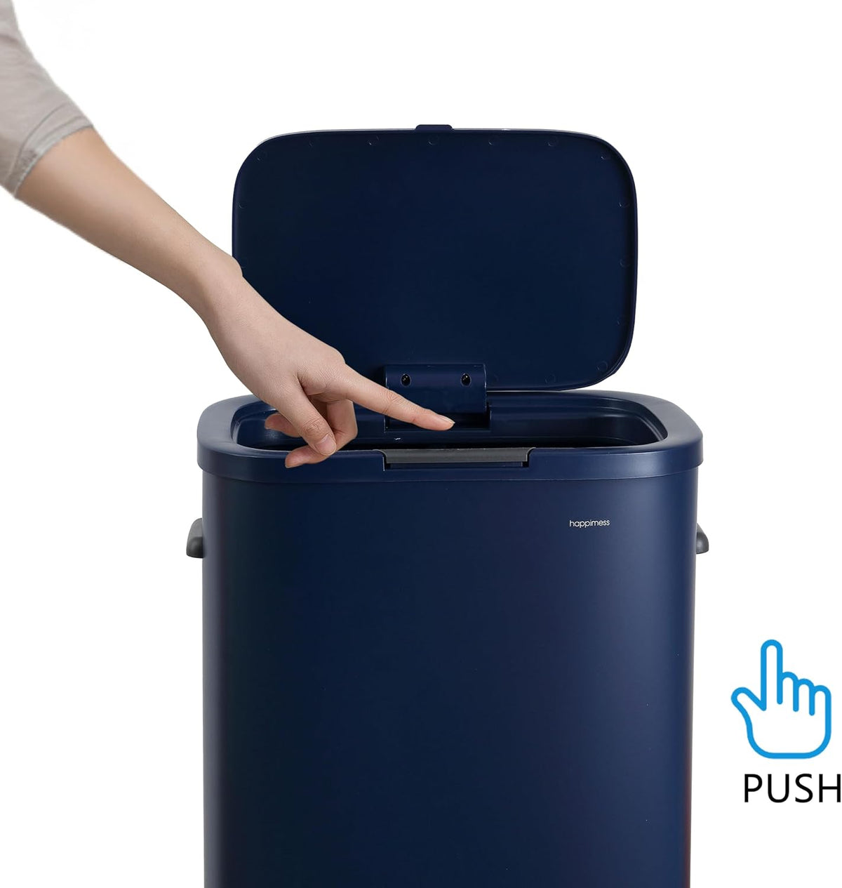 Tammi 14.5 Gal Slim Push Button Trash Can, Limestone Beige