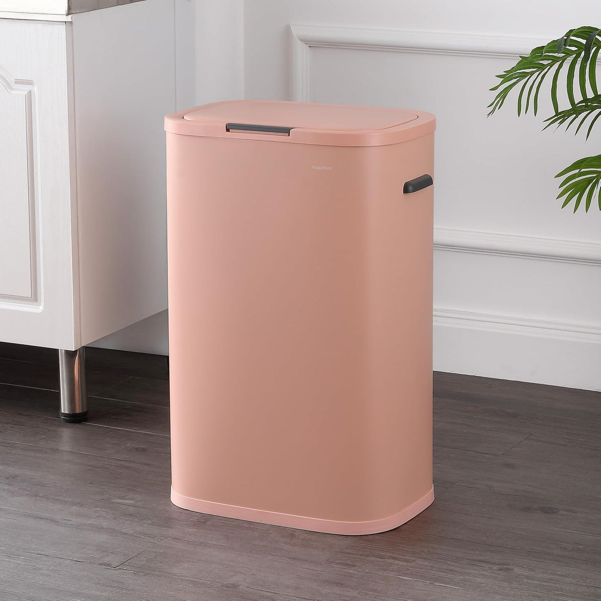 Tammi 14.5 Gal Slim Push Button Trash Can, Limestone Beige