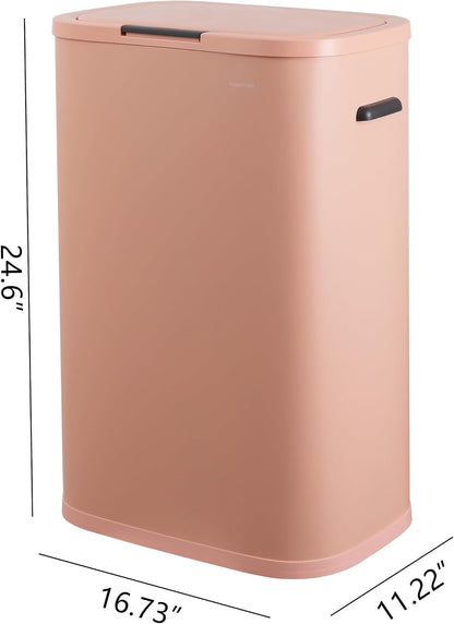 Tammi 14.5 Gal Slim Push Button Trash Can, Limestone Beige