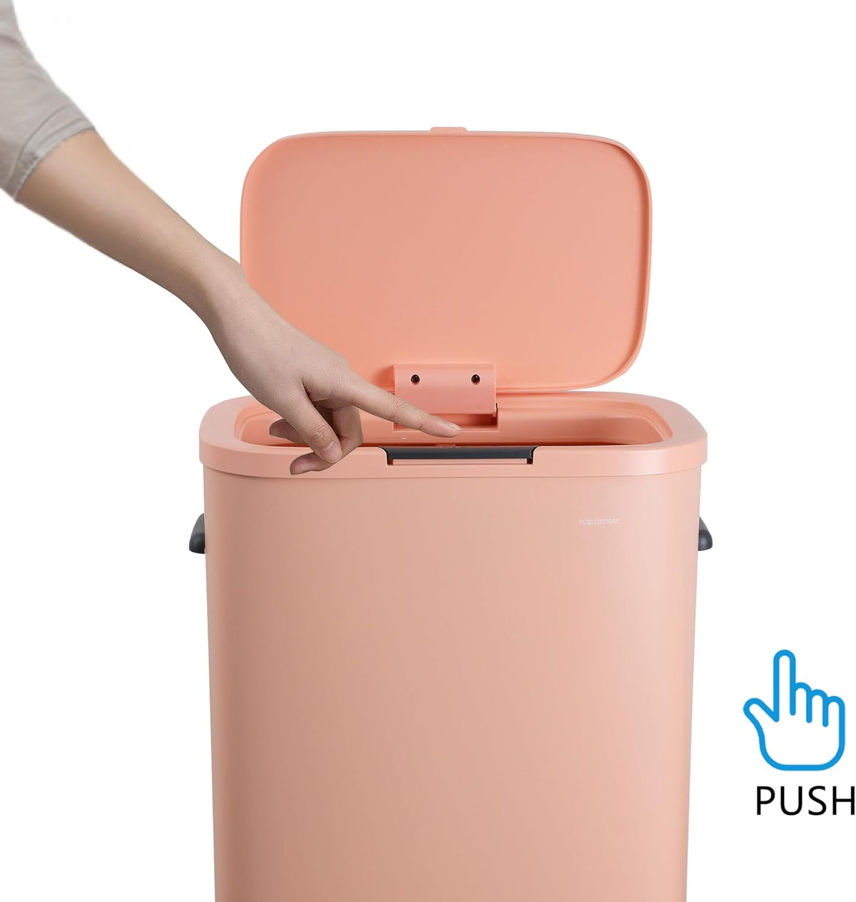 Tammi 14.5 Gal Slim Push Button Trash Can, Limestone Beige