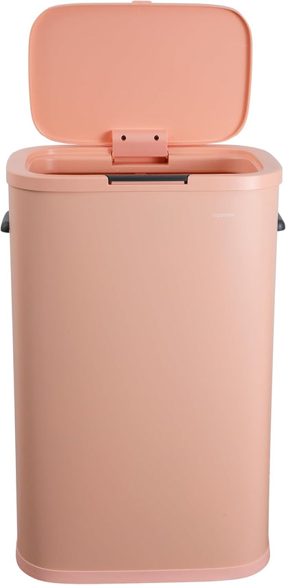 Tammi 14.5 Gal Slim Push Button Trash Can, Limestone Beige