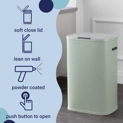 Tammi 14.5 Gal Slim Push Button Trash Can, Limestone Beige