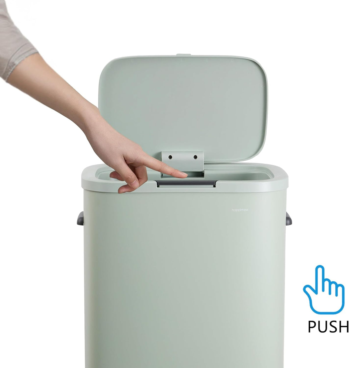 Tammi 14.5 Gal Slim Push Button Trash Can, Limestone Beige