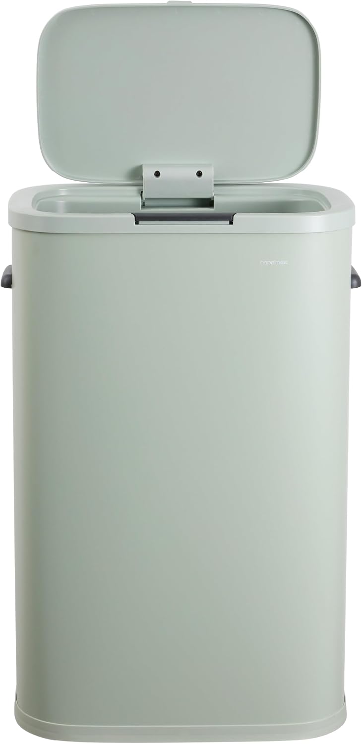 Tammi 14.5 Gal Slim Push Button Trash Can, Limestone Beige