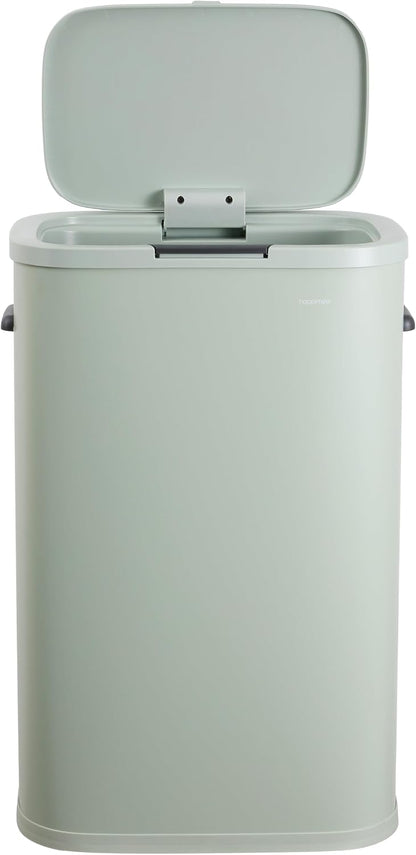 Tammi 14.5 Gal Slim Push Button Trash Can, Limestone Beige