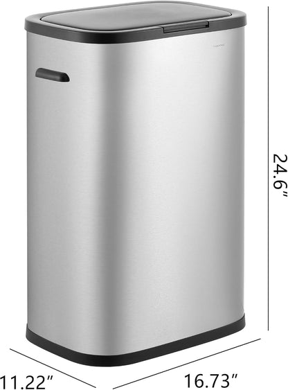 Tammi 14.5 Gal Slim Push Button Trash Can, Limestone Beige