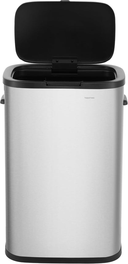 Tammi 14.5 Gal Slim Push Button Trash Can, Limestone Beige