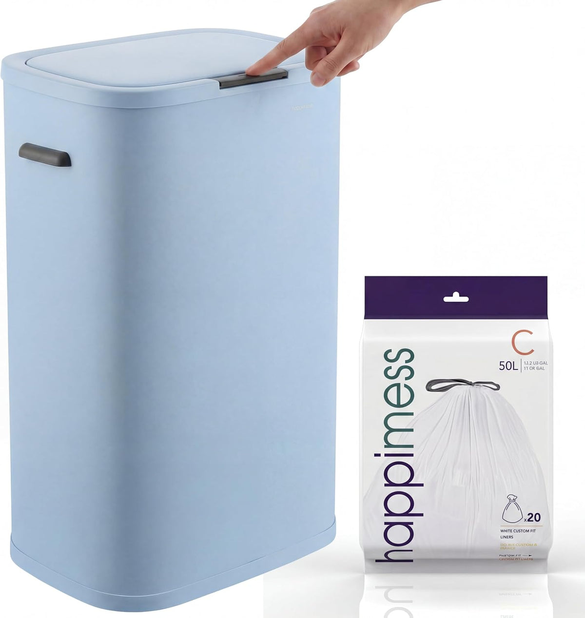 Tammi 14.5 Gal Slim Push Button Trash Can, Limestone Beige