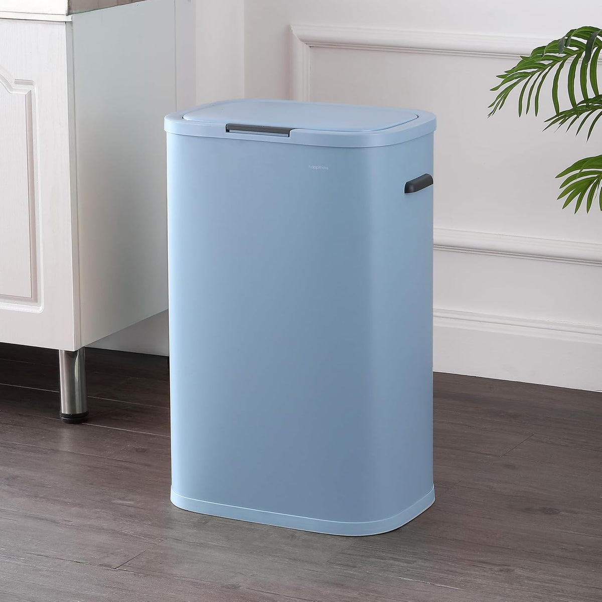 Tammi 14.5 Gal Slim Push Button Trash Can, Limestone Beige