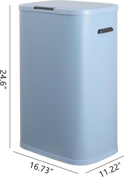 Tammi 14.5 Gal Slim Push Button Trash Can, Limestone Beige