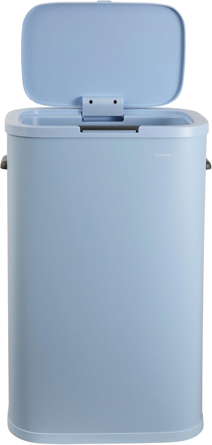 Tammi 14.5 Gal Slim Push Button Trash Can, Limestone Beige
