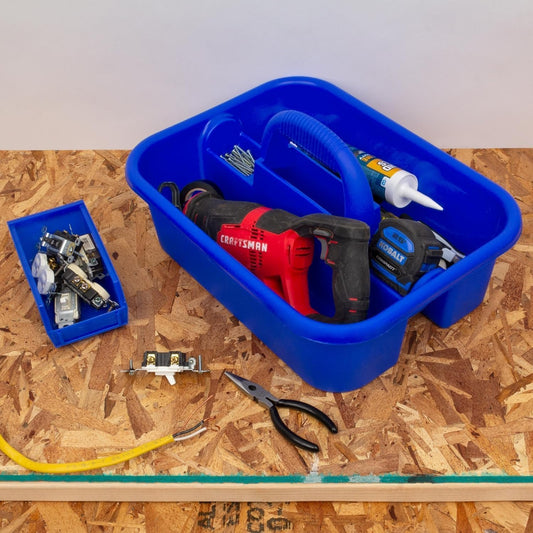 09185 Plastic Tote Tool & Supply Cleaning Caddy with Handle, (18-3/8-Inch x 13-7/8-Inch x 9-Inch), Blue (09185BLUE)