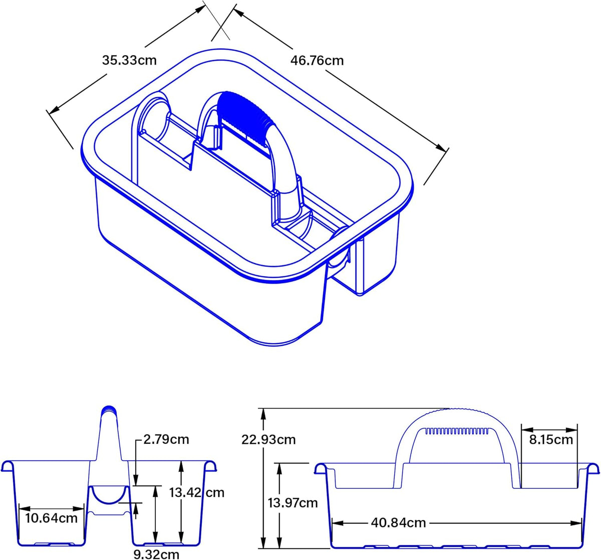 09185 Plastic Tote Tool & Supply Cleaning Caddy with Handle, (18-3/8-Inch x 13-7/8-Inch x 9-Inch), Blue (09185BLUE)
