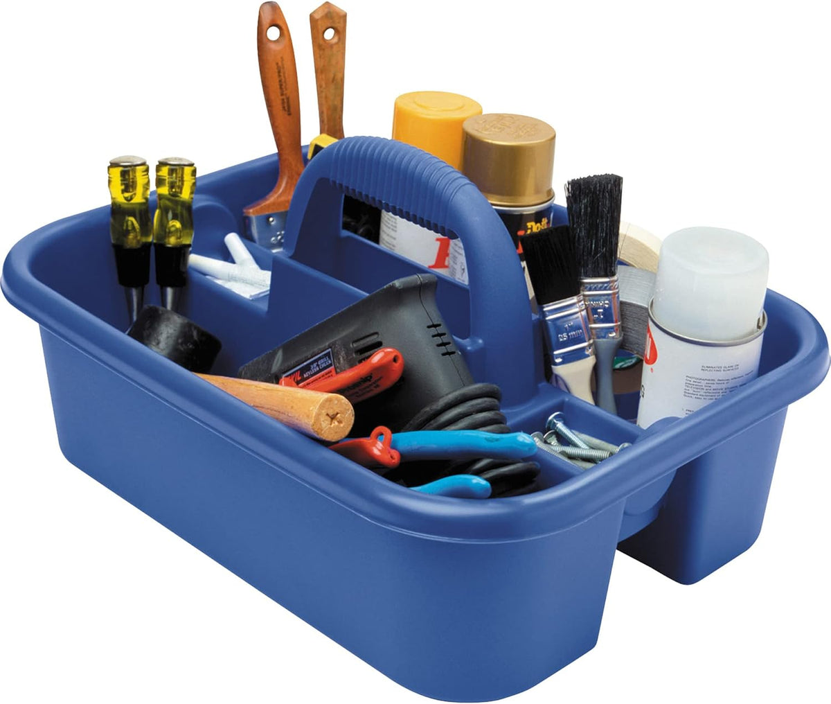 09185 Plastic Tote Tool & Supply Cleaning Caddy with Handle, (18-3/8-Inch x 13-7/8-Inch x 9-Inch), Blue (09185BLUE)