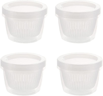 4 Pack Onion Keeper Onion Saver Storage Container 2 Layer with Strainer Odor-Free 0.5L Holder Organizer for Refrigerator Chopped Ginger Garlic Fridge Berry Blueberries Tomato Avocado Lemon