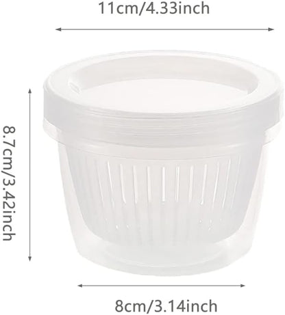 4 Pack Onion Keeper Onion Saver Storage Container 2 Layer with Strainer Odor-Free 0.5L Holder Organizer for Refrigerator Chopped Ginger Garlic Fridge Berry Blueberries Tomato Avocado Lemon