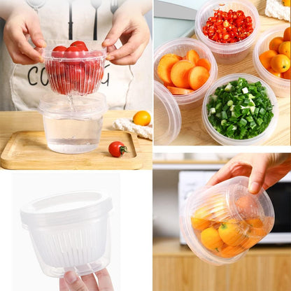 4 Pack Onion Keeper Onion Saver Storage Container 2 Layer with Strainer Odor-Free 0.5L Holder Organizer for Refrigerator Chopped Ginger Garlic Fridge Berry Blueberries Tomato Avocado Lemon