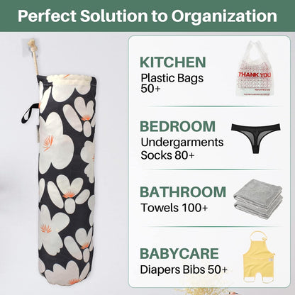 TOGETRUE Plastic Bag Holder, Lightweight Grocery Bag Holder for Plastic Bags, Wall Mount Floral Shopping Bags Dispenser Organizer for Kitchen Pantry Outdoor (Light Grey)