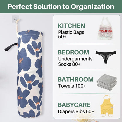 TOGETRUE Plastic Bag Holder, Lightweight Grocery Bag Holder for Plastic Bags, Wall Mount Floral Shopping Bags Dispenser Organizer for Kitchen Pantry Outdoor (Light Grey)