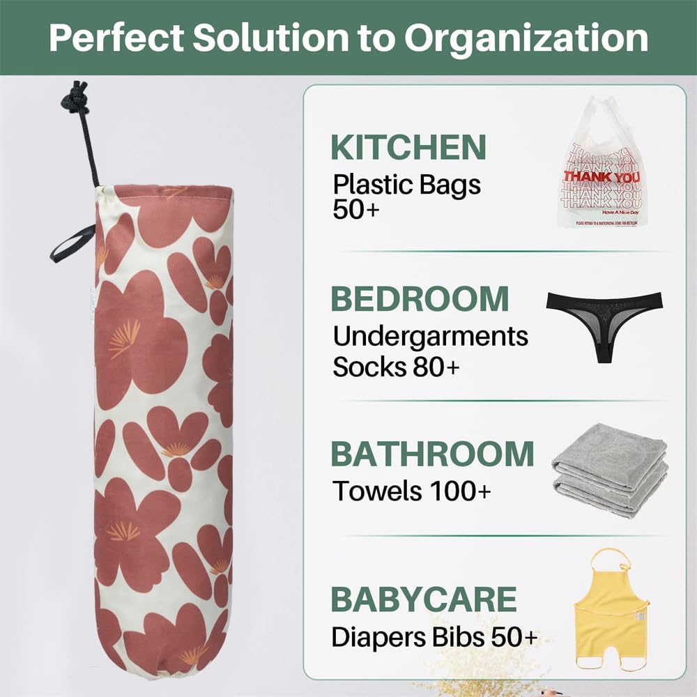 TOGETRUE Plastic Bag Holder, Lightweight Grocery Bag Holder for Plastic Bags, Wall Mount Floral Shopping Bags Dispenser Organizer for Kitchen Pantry Outdoor (Light Grey)