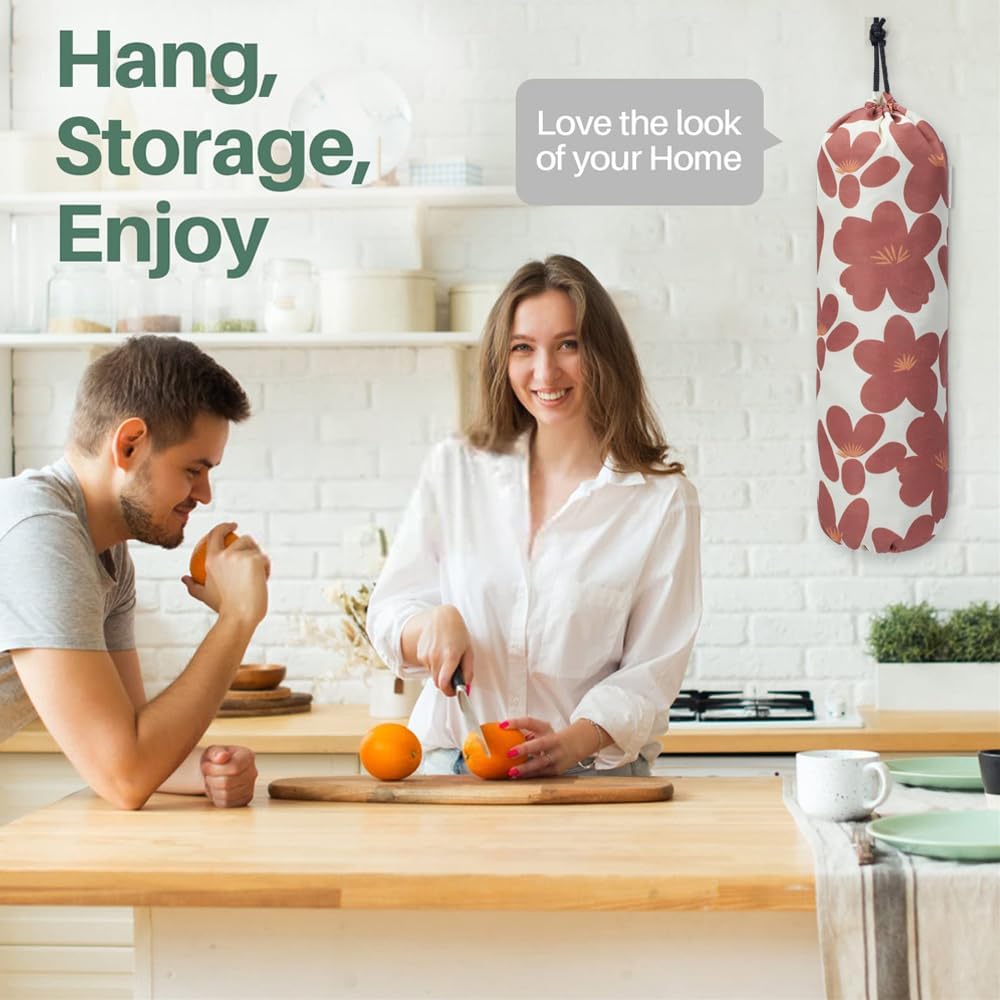 TOGETRUE Plastic Bag Holder, Lightweight Grocery Bag Holder for Plastic Bags, Wall Mount Floral Shopping Bags Dispenser Organizer for Kitchen Pantry Outdoor (Light Grey)