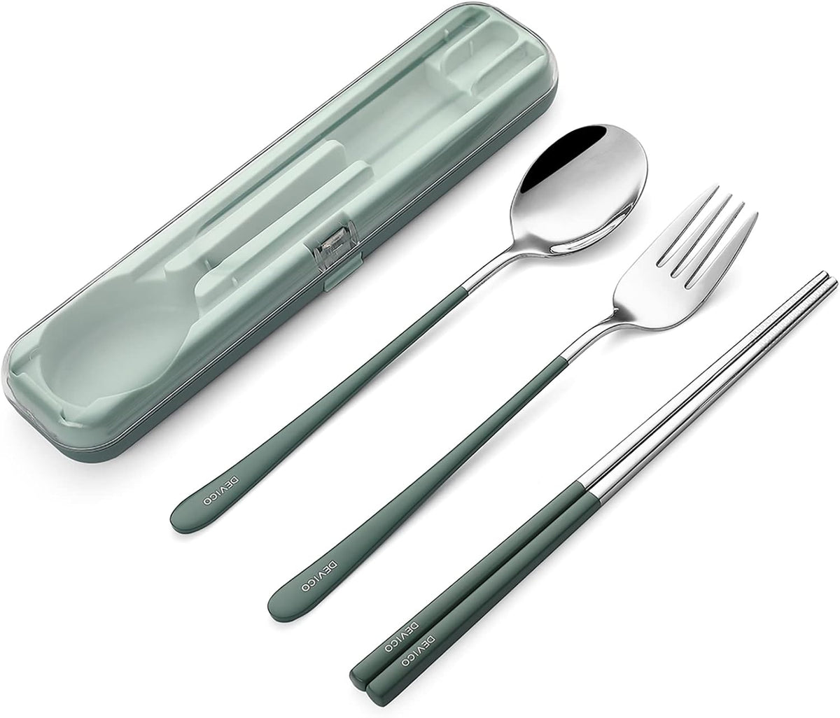 Travel Utensils with Case, 18/8 Stainless Steel Silverware for Lunch