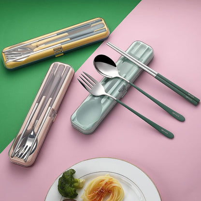 Travel Utensils with Case, 18/8 Stainless Steel Silverware for Lunch