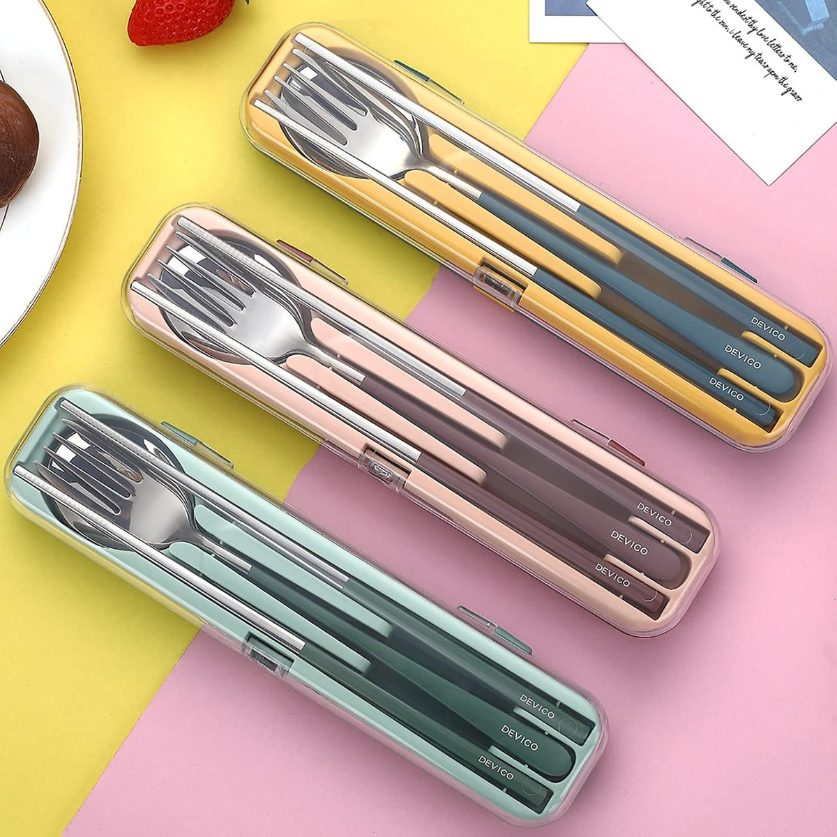 Travel Utensils with Case, 18/8 Stainless Steel Silverware for Lunch