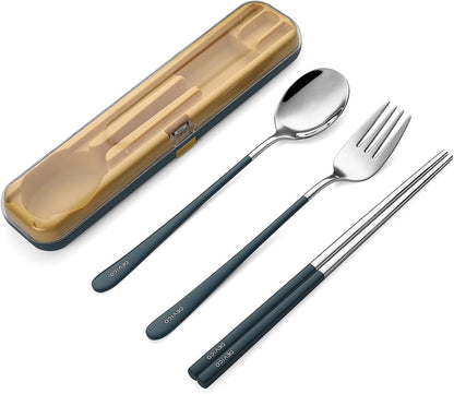 Travel Utensils with Case, 18/8 Stainless Steel Silverware for Lunch