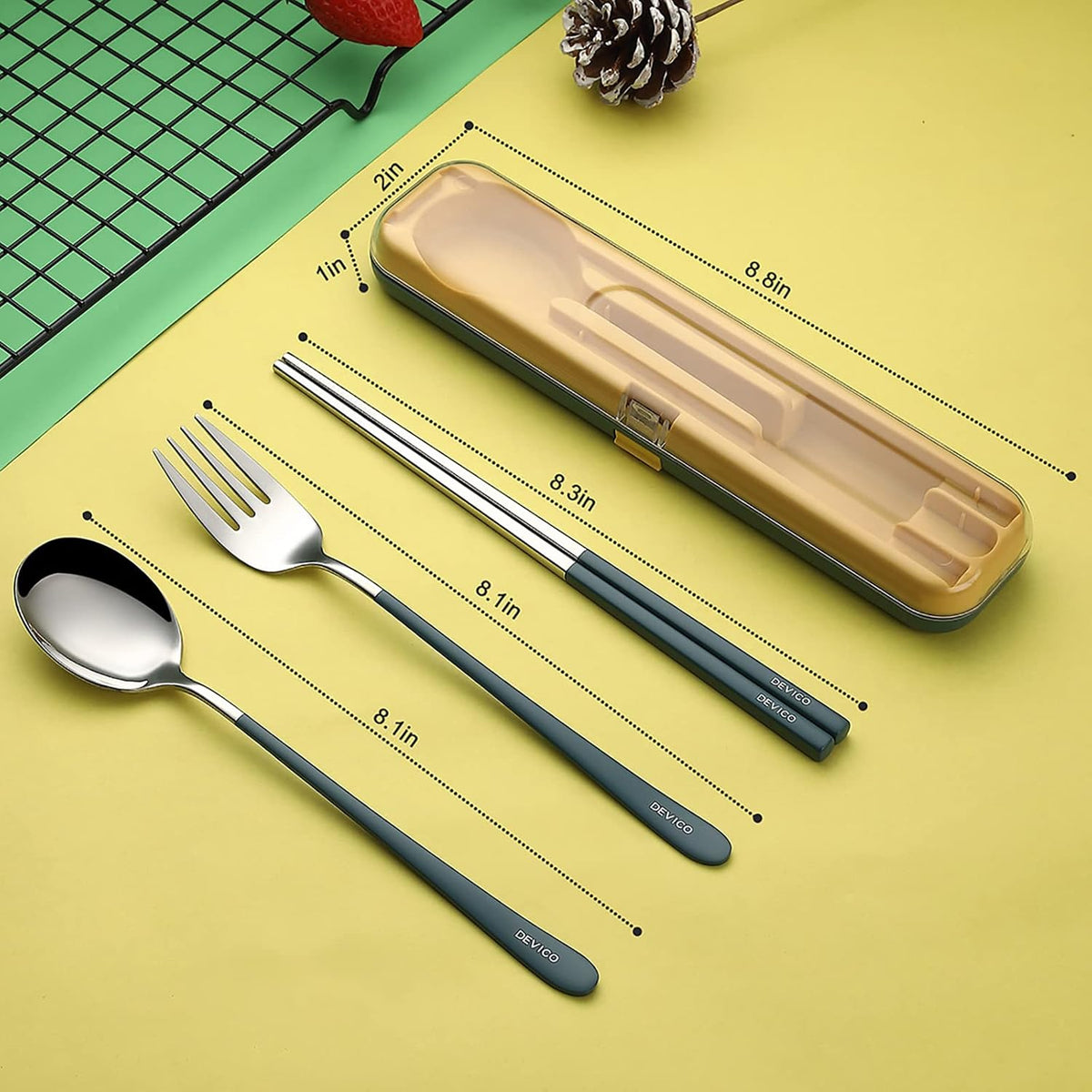 Travel Utensils with Case, 18/8 Stainless Steel Silverware for Lunch