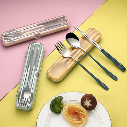 Travel Utensils with Case, 18/8 Stainless Steel Silverware for Lunch