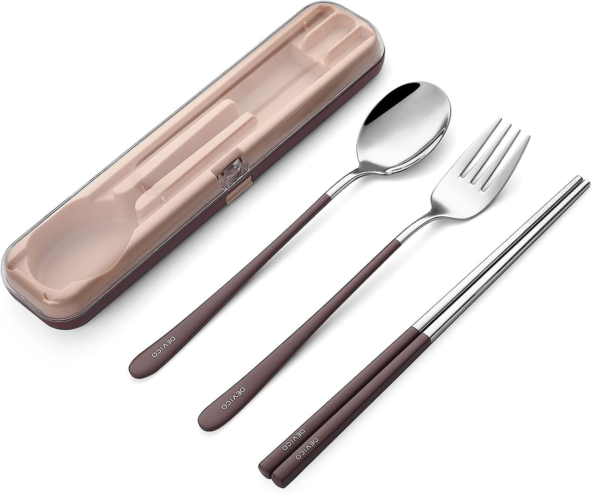 Travel Utensils with Case, 18/8 Stainless Steel Silverware for Lunch
