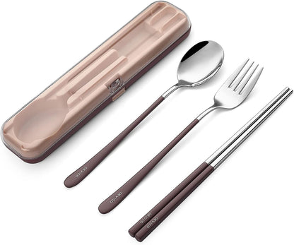 Travel Utensils with Case, 18/8 Stainless Steel Silverware for Lunch