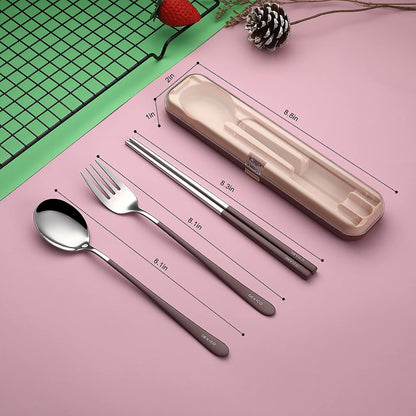 Travel Utensils with Case, 18/8 Stainless Steel Silverware for Lunch