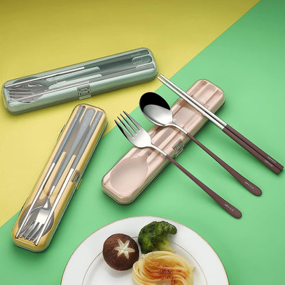 Travel Utensils with Case, 18/8 Stainless Steel Silverware for Lunch