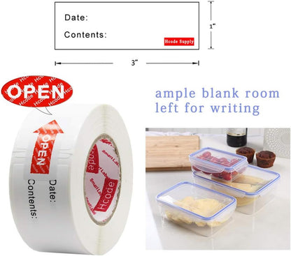 2 x 3'' Self-Adhesive Removable Freezer Food Labels- Easy Clean Leaves No Residue- Cooler Food Storage Freezer Stickers Plastic Paper Perfect for Reusable Containers 2 Roll