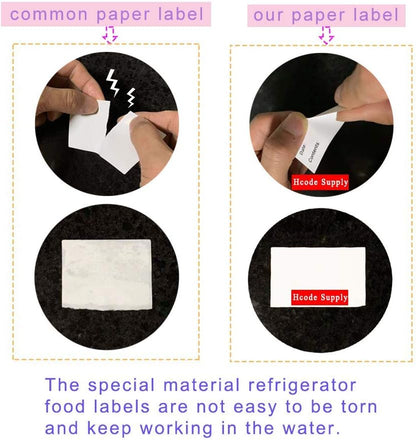 2 x 3'' Self-Adhesive Removable Freezer Food Labels- Easy Clean Leaves No Residue- Cooler Food Storage Freezer Stickers Plastic Paper Perfect for Reusable Containers 2 Roll