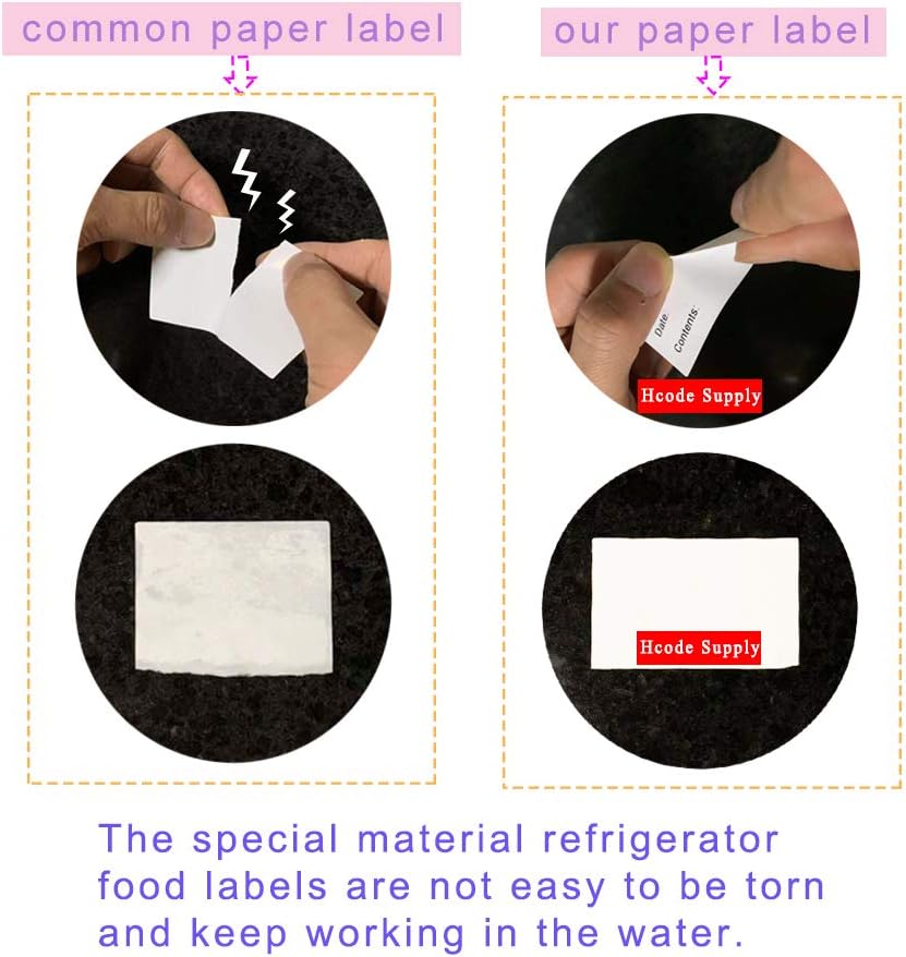 2 x 3'' Self-Adhesive Removable Freezer Food Labels- Easy Clean Leaves No Residue- Cooler Food Storage Freezer Stickers Plastic Paper Perfect for Reusable Containers 2 Roll