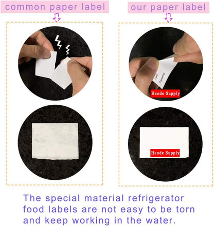 2 x 3'' Self-Adhesive Removable Freezer Food Labels- Easy Clean Leaves No Residue- Cooler Food Storage Freezer Stickers Plastic Paper Perfect for Reusable Containers 2 Roll