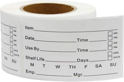2 x 3'' Self-Adhesive Removable Freezer Food Labels- Easy Clean Leaves No Residue- Cooler Food Storage Freezer Stickers Plastic Paper Perfect for Reusable Containers 2 Roll