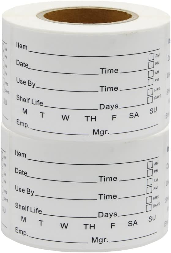 2 x 3'' Self-Adhesive Removable Freezer Food Labels- Easy Clean Leaves No Residue- Cooler Food Storage Freezer Stickers Plastic Paper Perfect for Reusable Containers 2 Roll