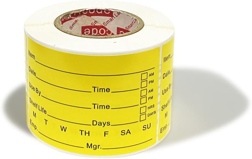 2 x 3'' Self-Adhesive Removable Freezer Food Labels- Easy Clean Leaves No Residue- Cooler Food Storage Freezer Stickers Plastic Paper Perfect for Reusable Containers 2 Roll