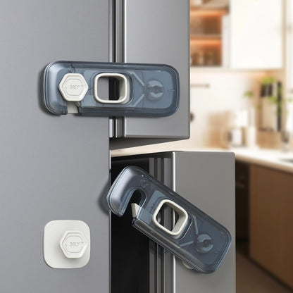 Fridge Locks, Child Proof Refrigerator/Freezer Door Lock, Child Safety Cabinet Lock with Adhesive Pads -Freezer Latch to Keep Door Closed for Latches,Drawer,Closets,Oven (Clear-Blue)
