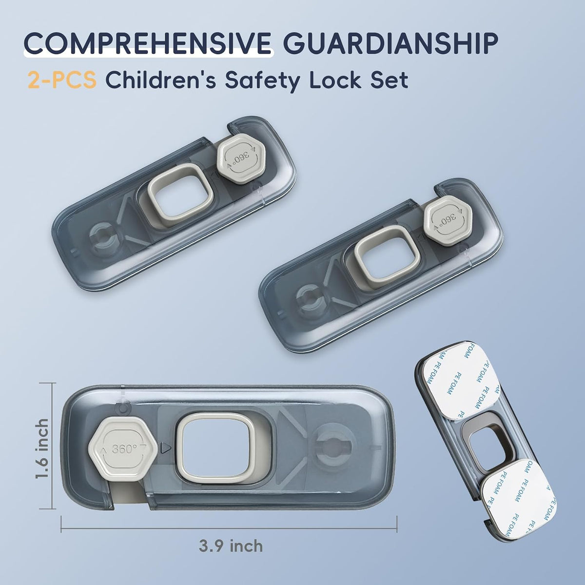 Fridge Locks, Child Proof Refrigerator/Freezer Door Lock, Child Safety Cabinet Lock with Adhesive Pads -Freezer Latch to Keep Door Closed for Latches,Drawer,Closets,Oven (Clear-Blue)