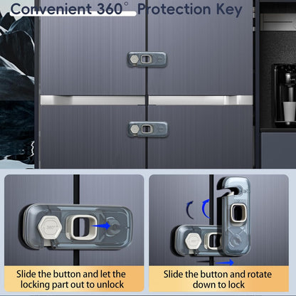 Fridge Locks, Child Proof Refrigerator/Freezer Door Lock, Child Safety Cabinet Lock with Adhesive Pads -Freezer Latch to Keep Door Closed for Latches,Drawer,Closets,Oven (Clear-Blue)