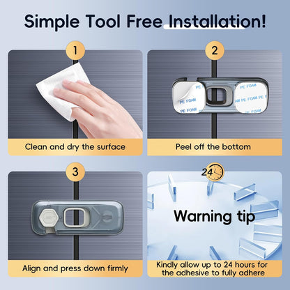Fridge Locks, Child Proof Refrigerator/Freezer Door Lock, Child Safety Cabinet Lock with Adhesive Pads -Freezer Latch to Keep Door Closed for Latches,Drawer,Closets,Oven (Clear-Blue)