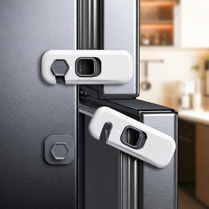 Fridge Locks, Child Proof Refrigerator/Freezer Door Lock, Child Safety Cabinet Lock with Adhesive Pads -Freezer Latch to Keep Door Closed for Latches,Drawer,Closets,Oven (Clear-Blue)