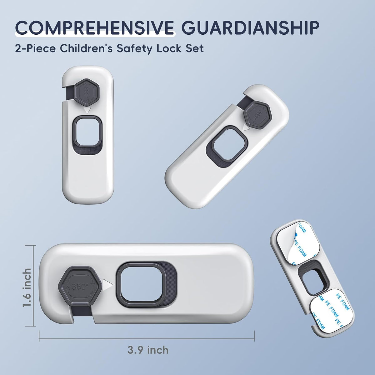Fridge Locks, Child Proof Refrigerator/Freezer Door Lock, Child Safety Cabinet Lock with Adhesive Pads -Freezer Latch to Keep Door Closed for Latches,Drawer,Closets,Oven (Clear-Blue)