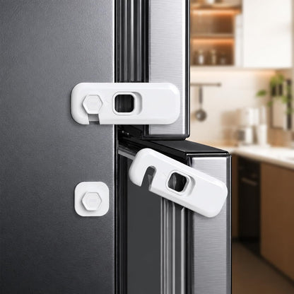 Fridge Locks, Child Proof Refrigerator/Freezer Door Lock, Child Safety Cabinet Lock with Adhesive Pads -Freezer Latch to Keep Door Closed for Latches,Drawer,Closets,Oven (Clear-Blue)